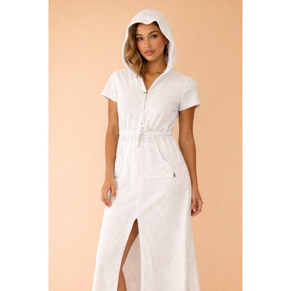 Tommy Hilfiger Ivory Hooded One-Piece Swim Dress